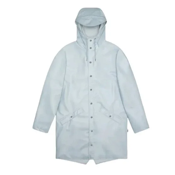 Rains Women's Sky Fishtail Hem Button Down Long Jacket Size Large